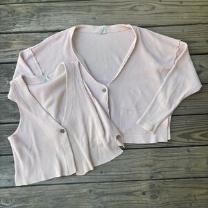 VTG ‘80s Waffle Knit Fitigues Oversize Light Pink Set
